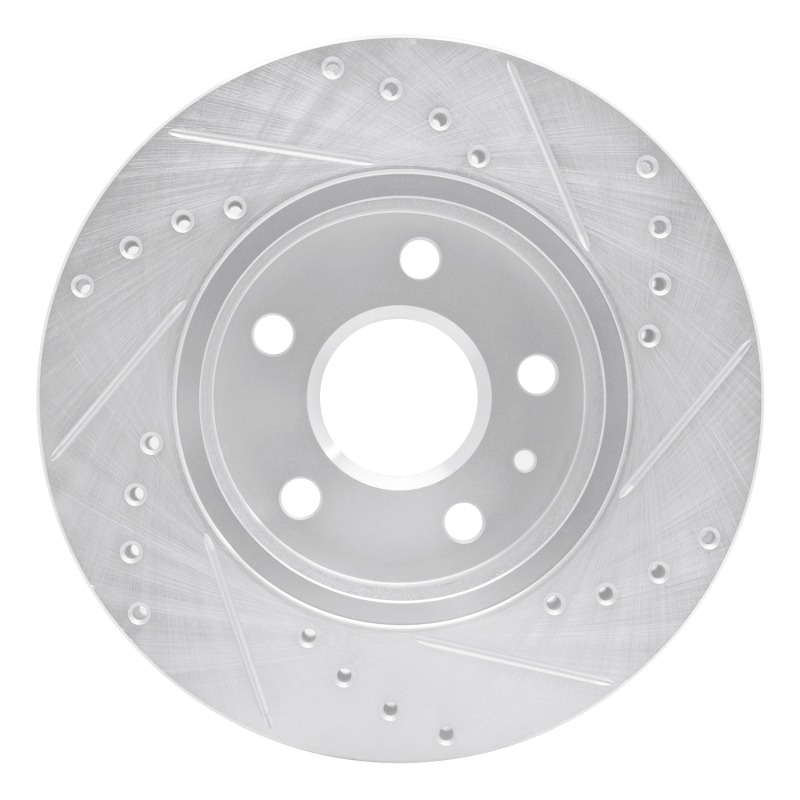 Buick LaCrosse Brake Rotor (1) - Front Left - R1 Concepts - Drilled & Slotted - Silver - `11-`16